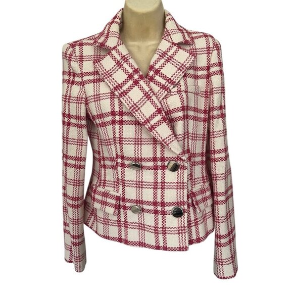 New Zara Glen Plaid Tweed Double Breasted Crop Blazer Jacket - Picture 2 of 11
